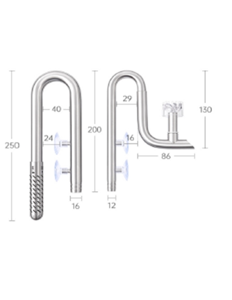 Kit Lily Pipe Inox com Skimmer, entrada 12 mm / saída, 12 mm - 2105841